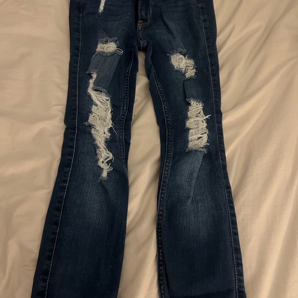 Hollister Dark Blue Distressed Skinny Jeans